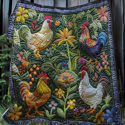 Radiant Bloom Chickens XR2607017CL Quilt