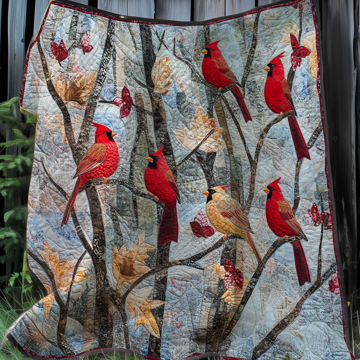 Radiant Cardinal Branch XR0108010CL Quilt