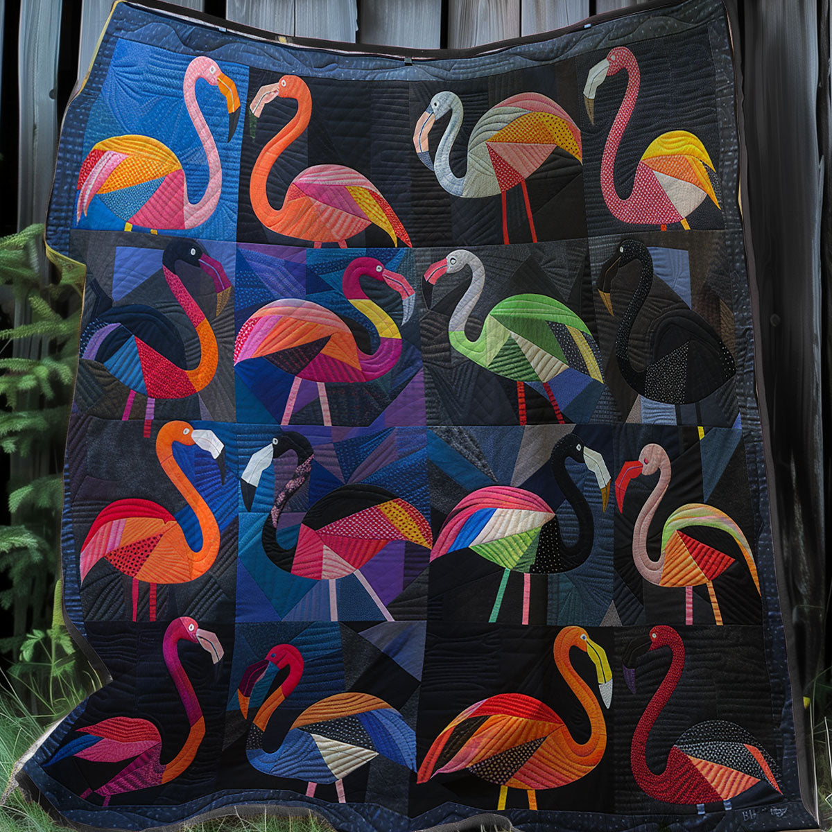 Rainbow Flamingos XR2007012CL Quilt