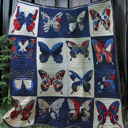 Red An Blue Butterflies XR2607015CL Quilt