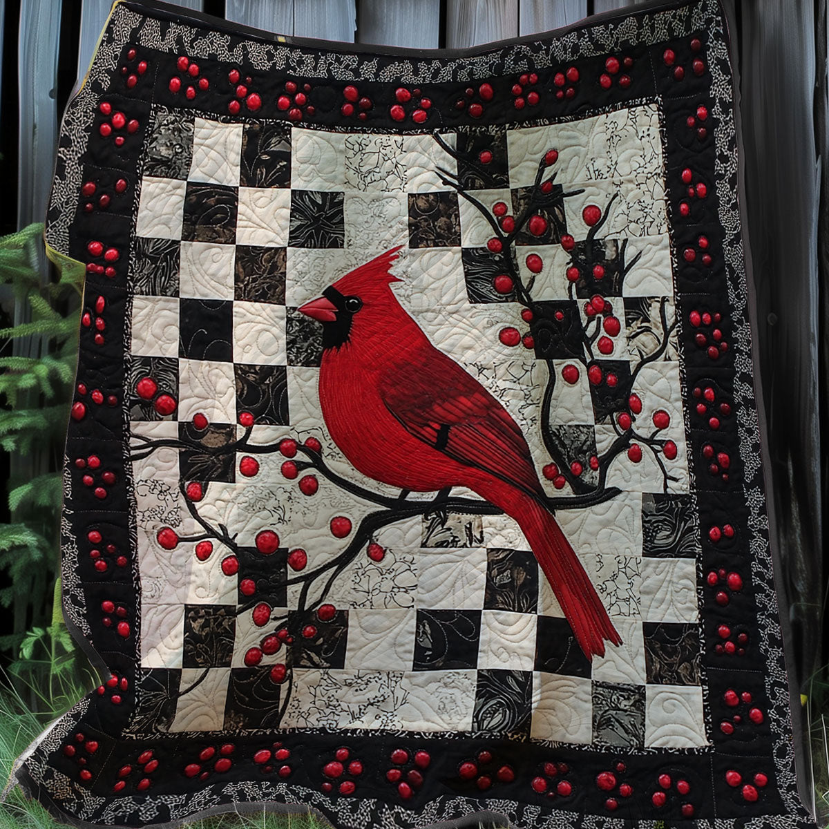 Red Cardinal In Winter XR3107045CL Quilt