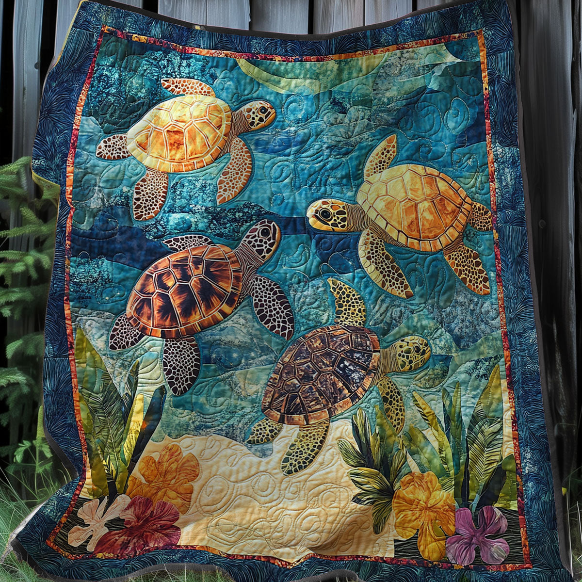 Sea Turtle Family XR0608033CL Quilt