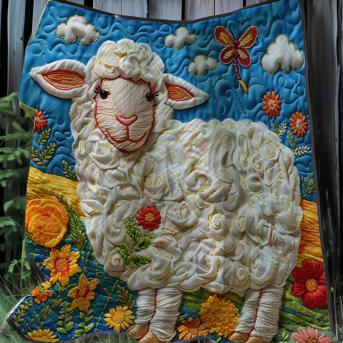 Sheep And Flower Field WO2607022CL Quilt