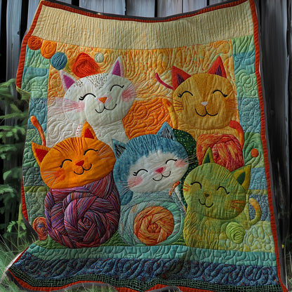 Smiling Cute Cats And Yarns XR0208012CL Quilt