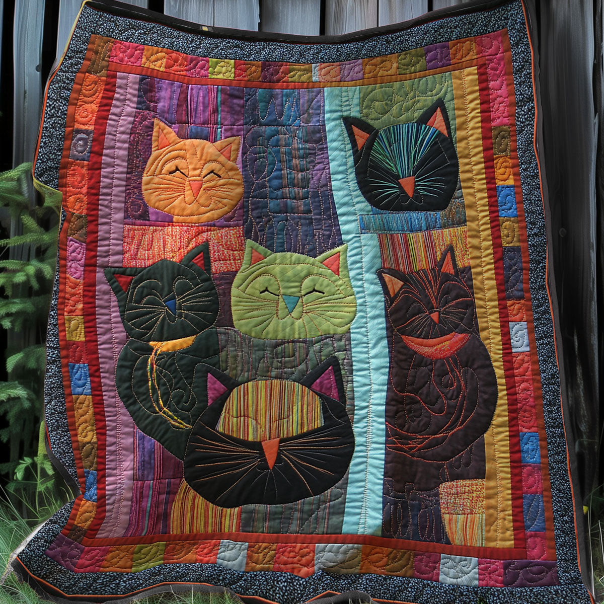 Smiling Kitty Cat XR0508015CL Quilt