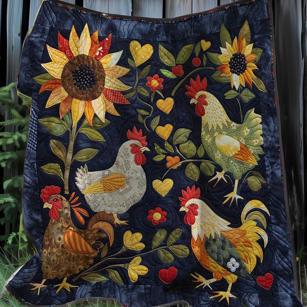 Sunlit Chickens XR2907010CL Quilt