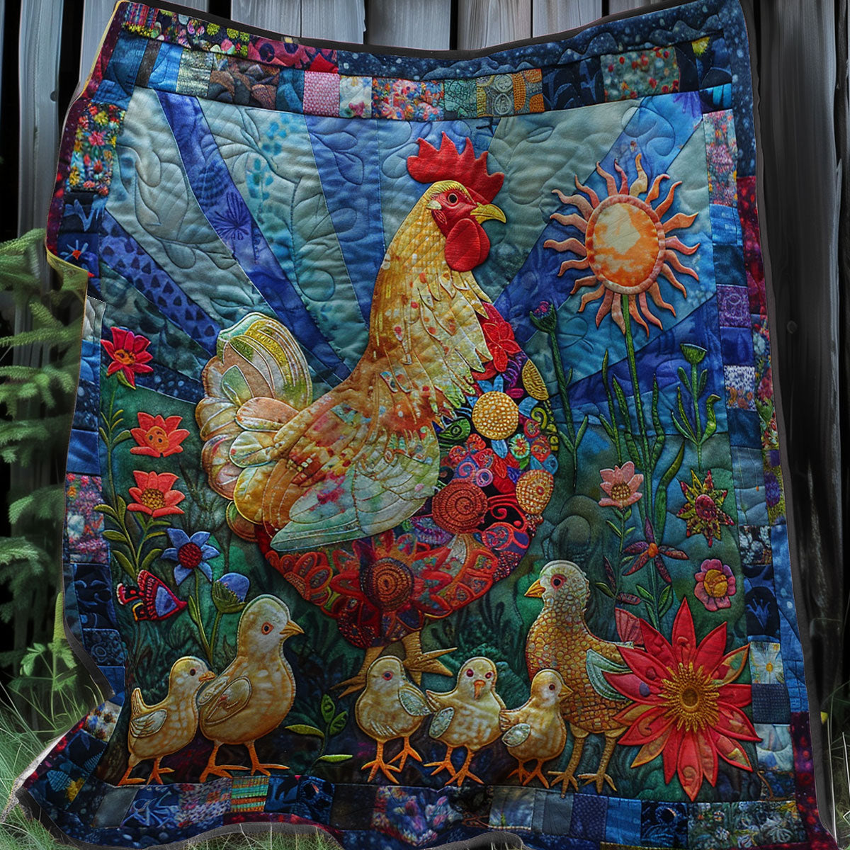 Sunlit Garden Hen XR2407033CL Quilt