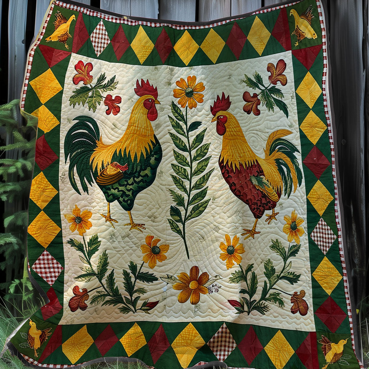 Sunlit Roosters XR2607011CL Quilt