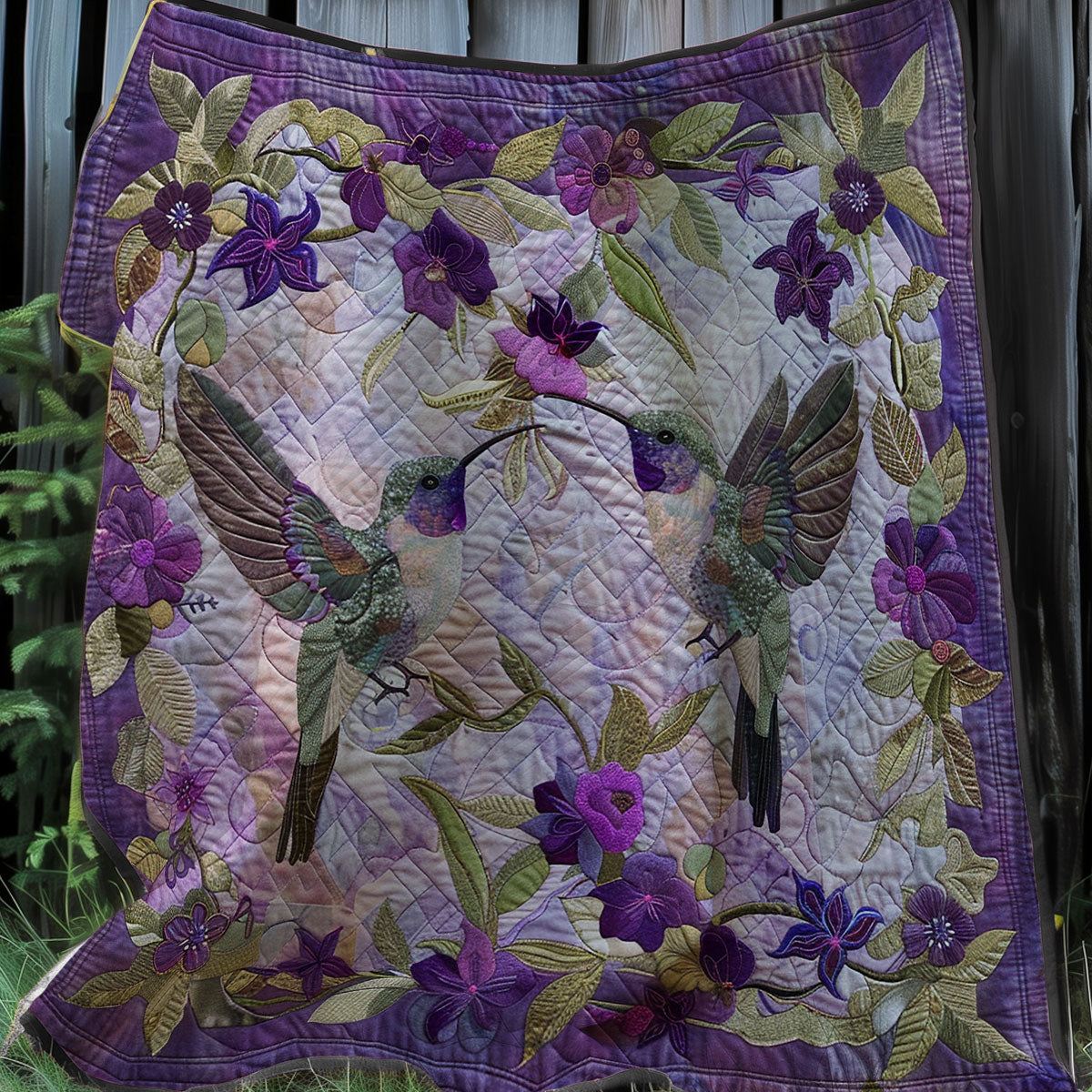 Violet Hummingbirds XR2707016CL Quilt