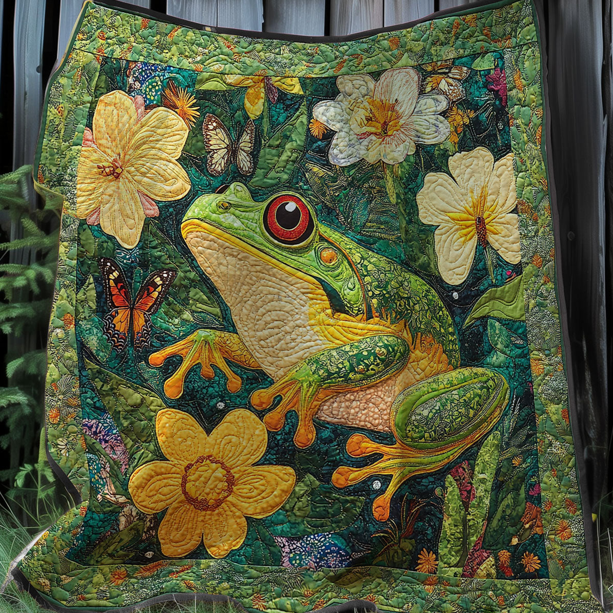 Yellow Flower And Frog XR0708016CL Quilt