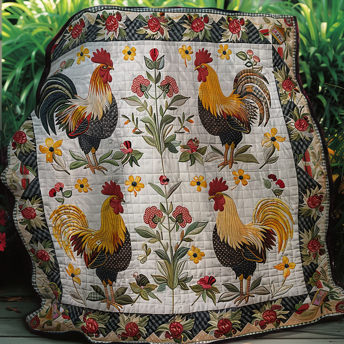 Bright Chickens XR2607003CL Quilt