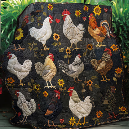 Chicken And Sunflowers XR0607007CL Quilt