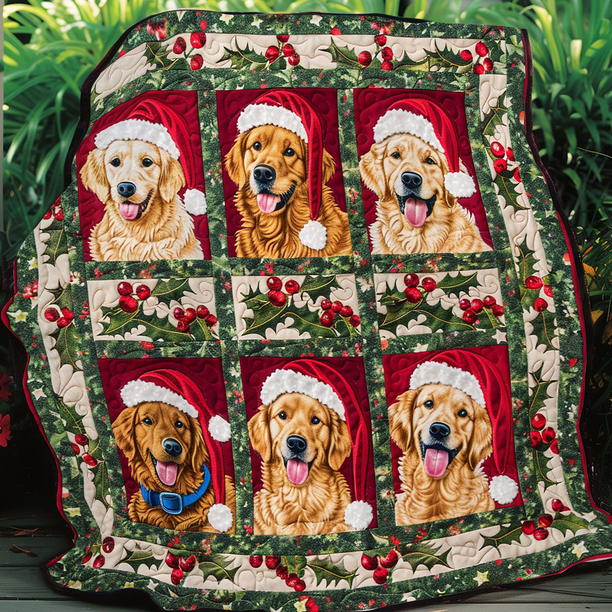 Christmas With Golden Retrievers WO0908025CL Quilt