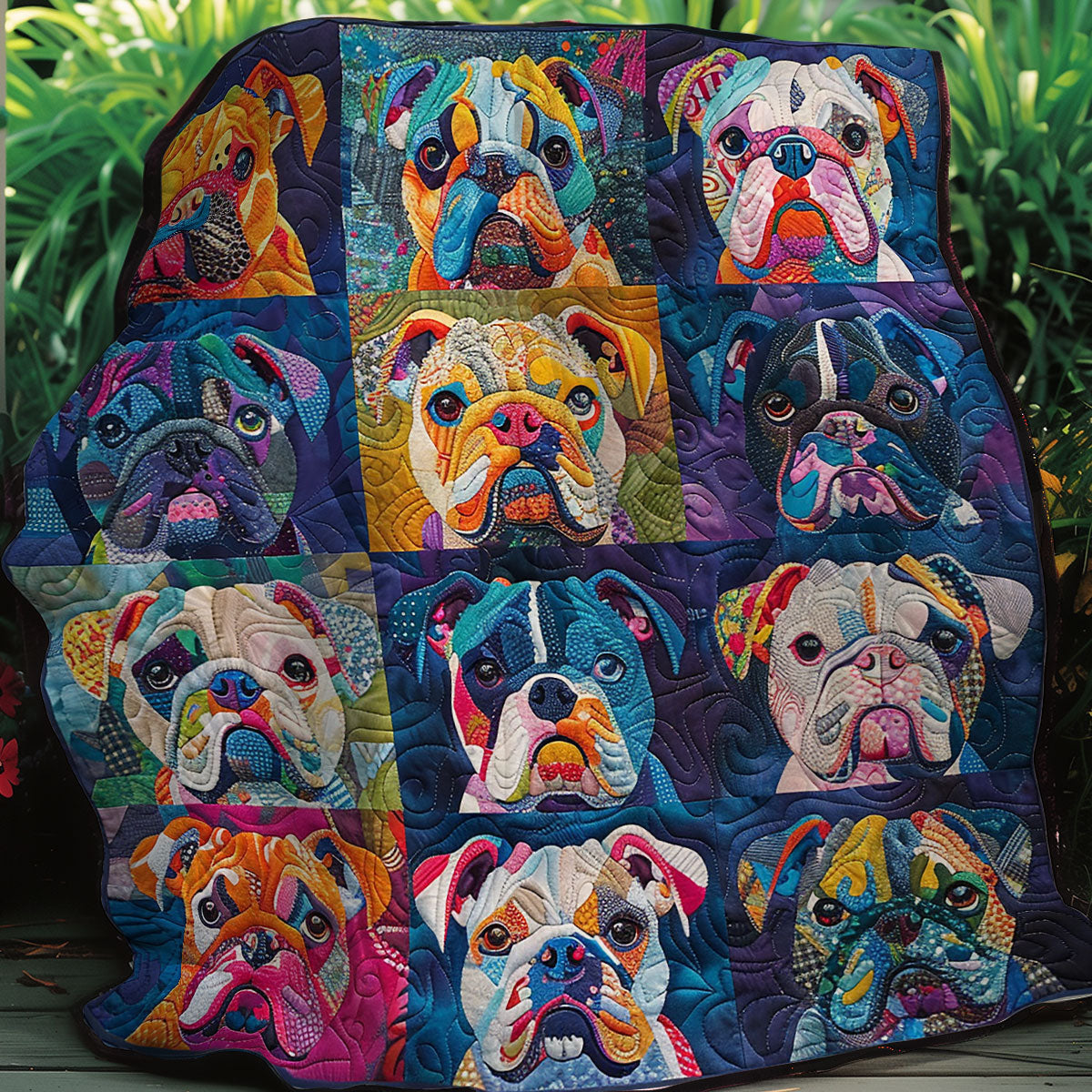 Coloful Bulldogs XR0807018CL Quilt