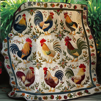 Floral Chickens XR1507008CL Quilt