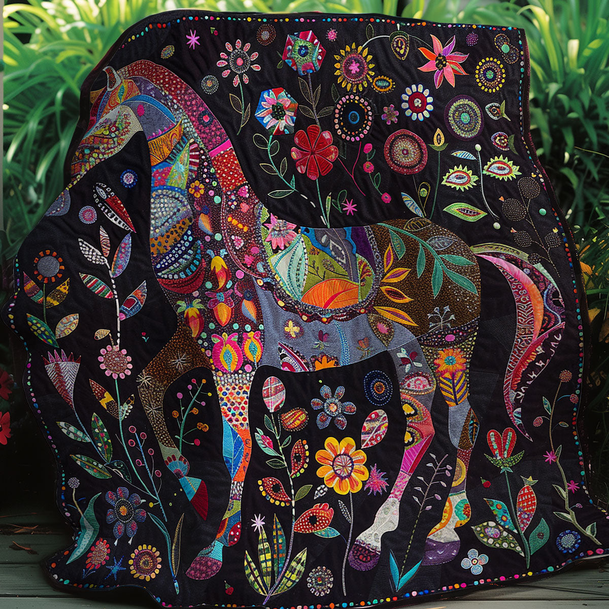 Floral Horse XR1207005CL Quilt