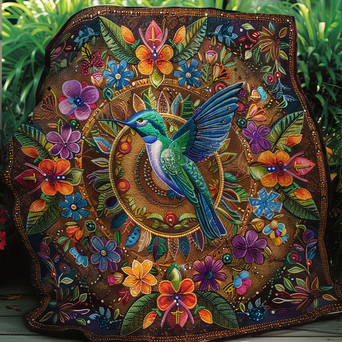 Floral Hummingbird XR0307003CL Quilt