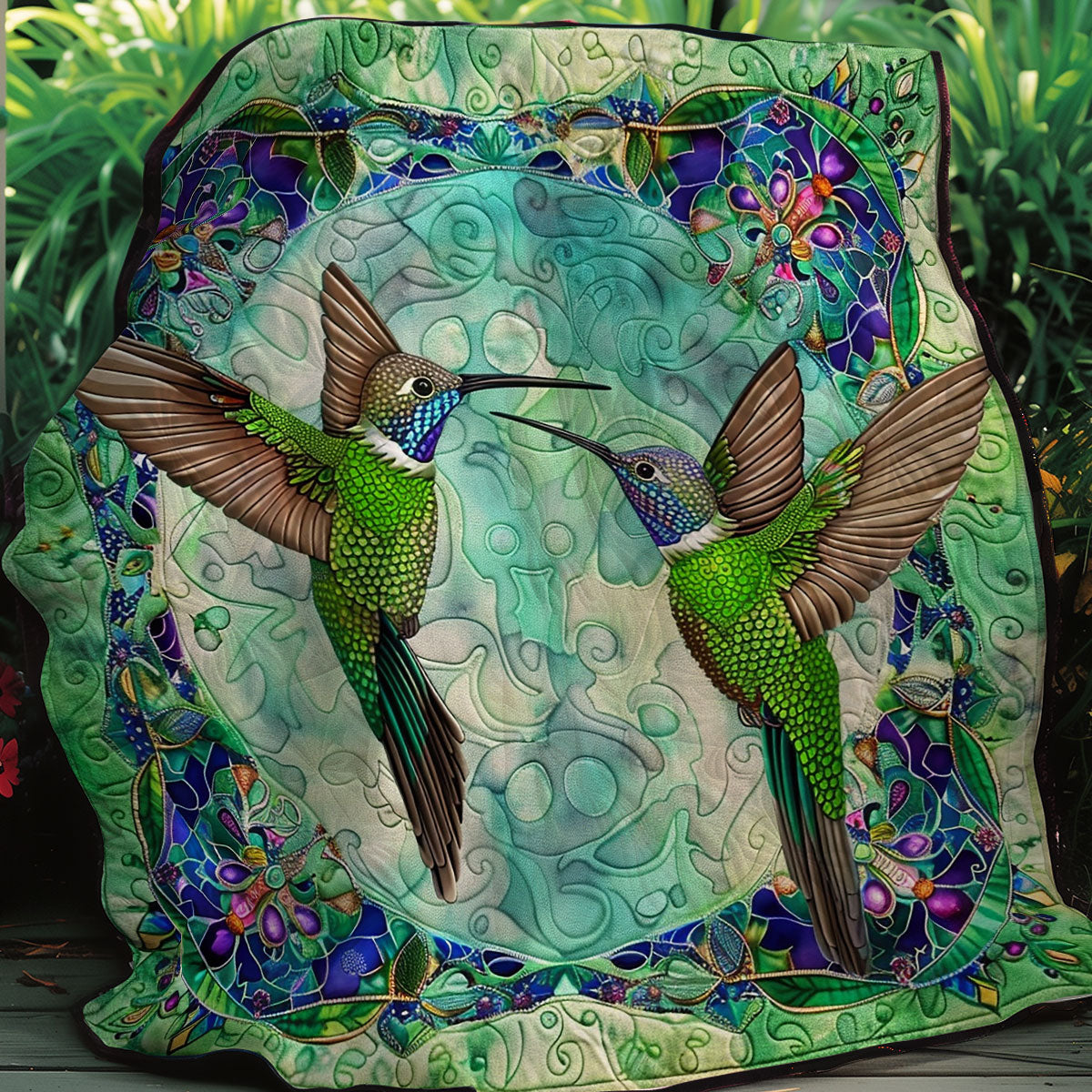 Green Hummingbirds XR1007017CL Quilt