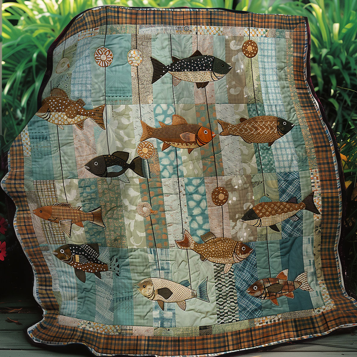 Hanging Fish XR2507007CL Quilt