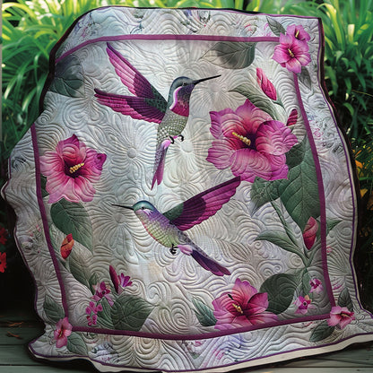 Hummingbird And Pink Flowers XR1007013CL Quilt