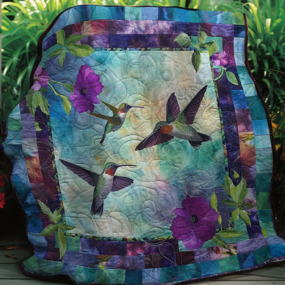 Hummingbirds And Purple Flowers XR2206004CL Quilt