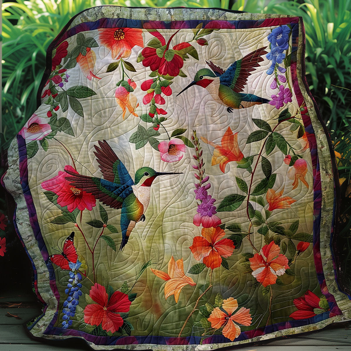 Hummingbirds XR1707004CL Quilt