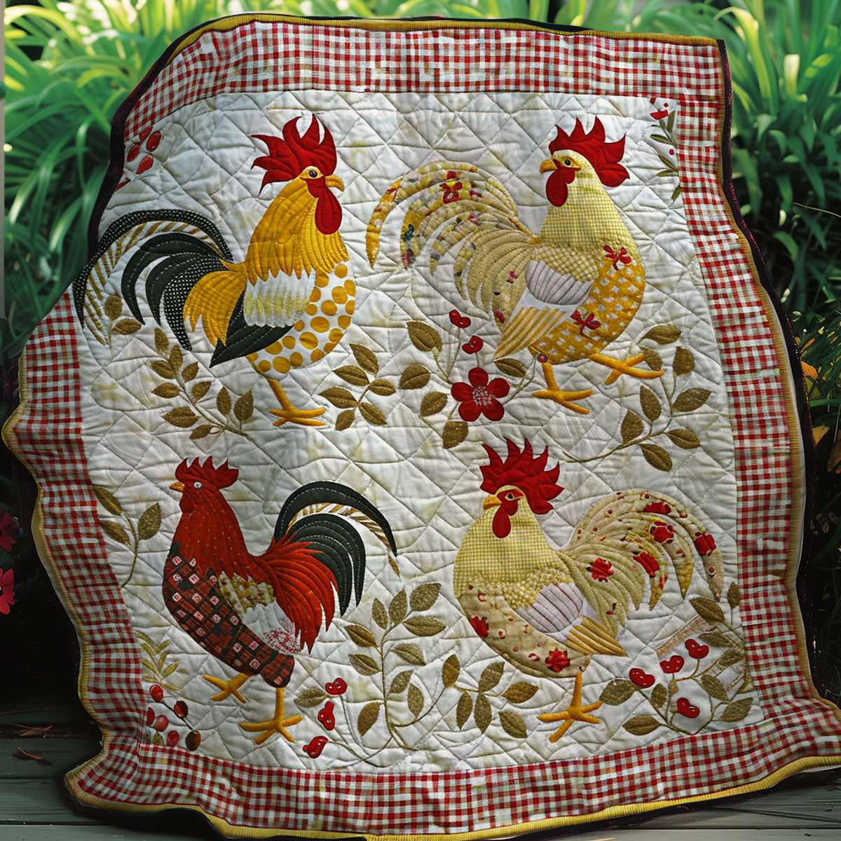 Morning Glory Roosters XR2607001CL Quilt