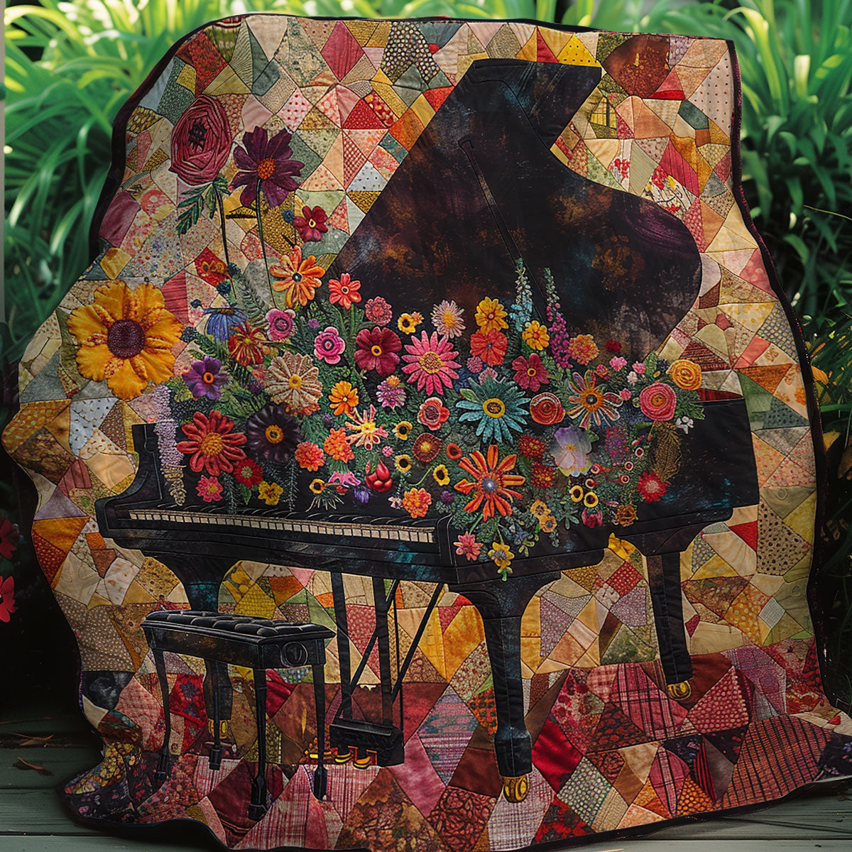 Piano In Garden XR1207002CL Quilt