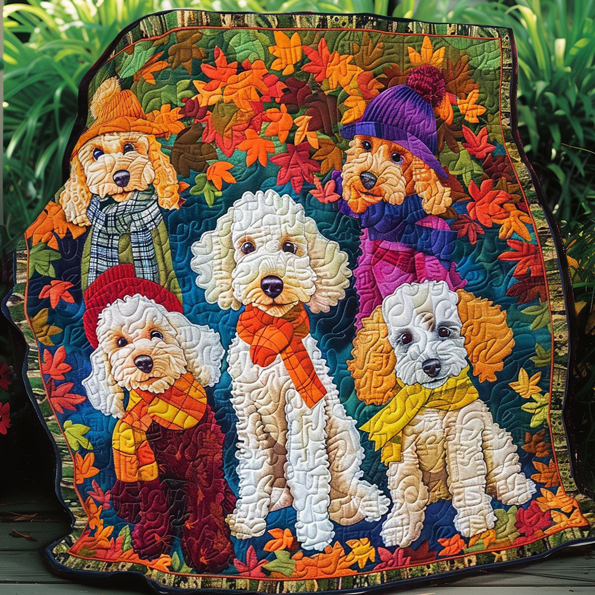 Poodle's Autumn Strolls WO0908030CL Quilt