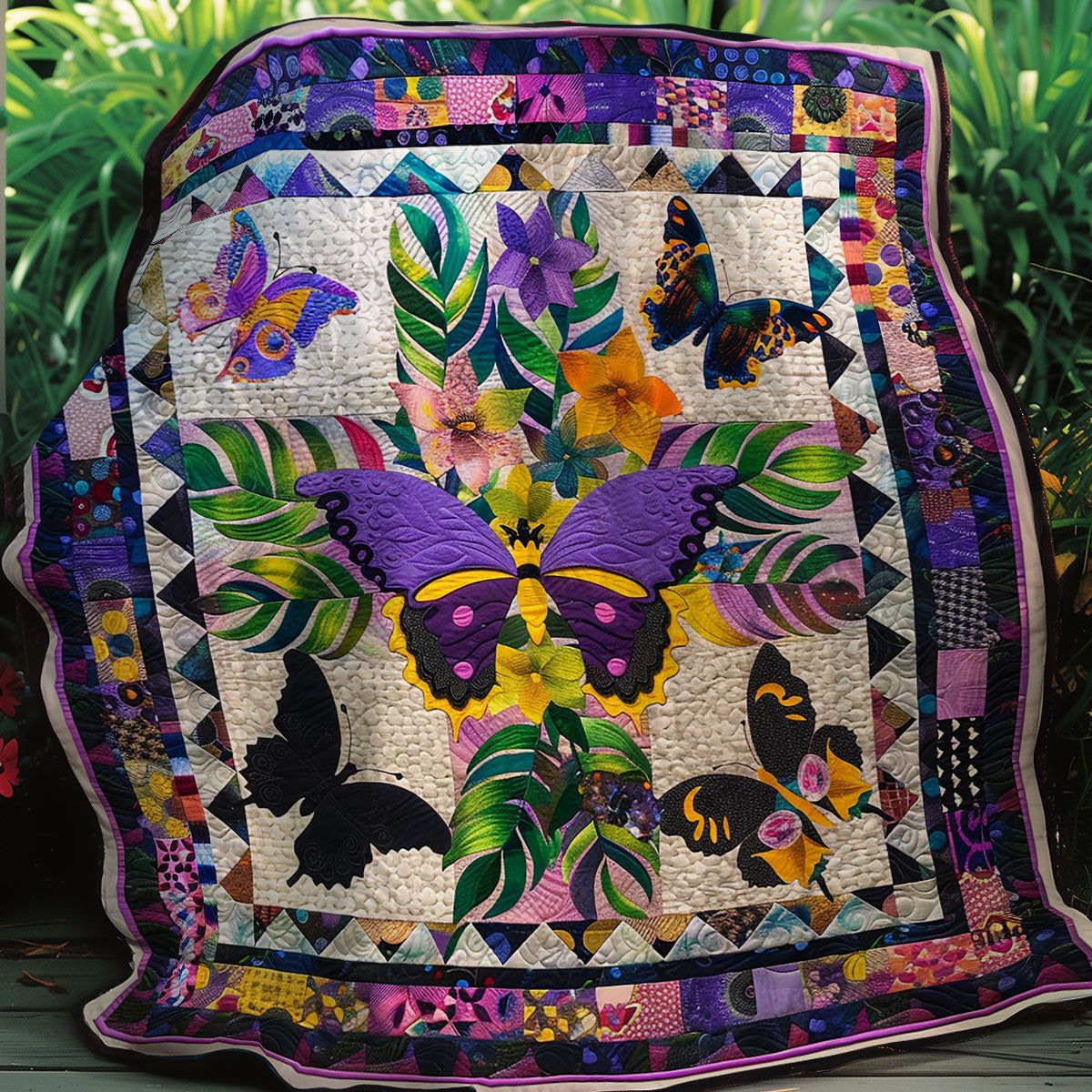 Purple Butterflies XR0107002CL Quilt