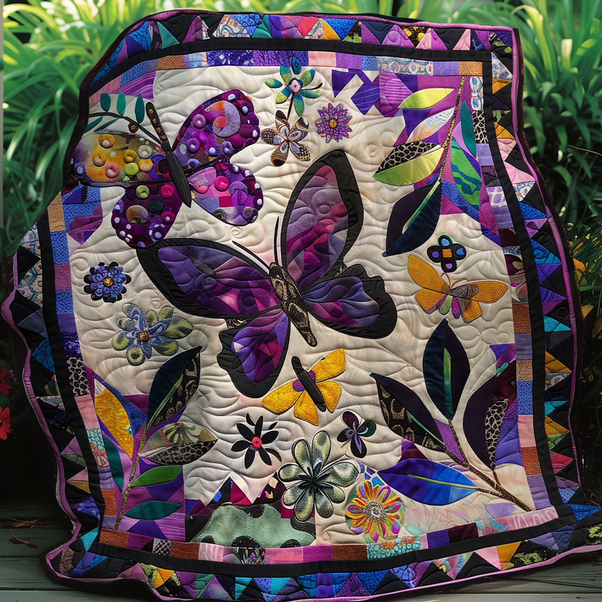 Purple Butterflies XR0107003CL Quilt