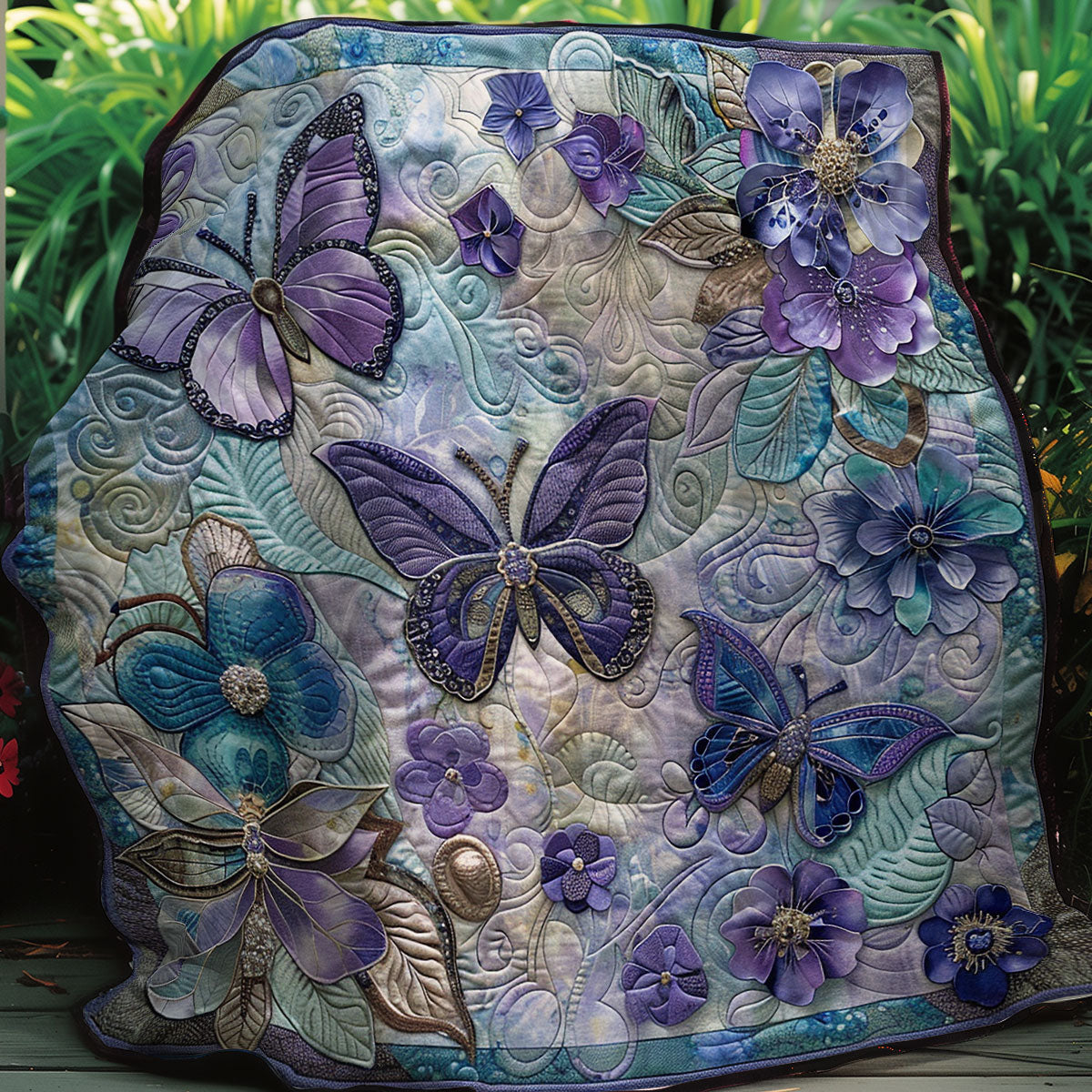 Purple Butterflies XR0207021CL Quilt