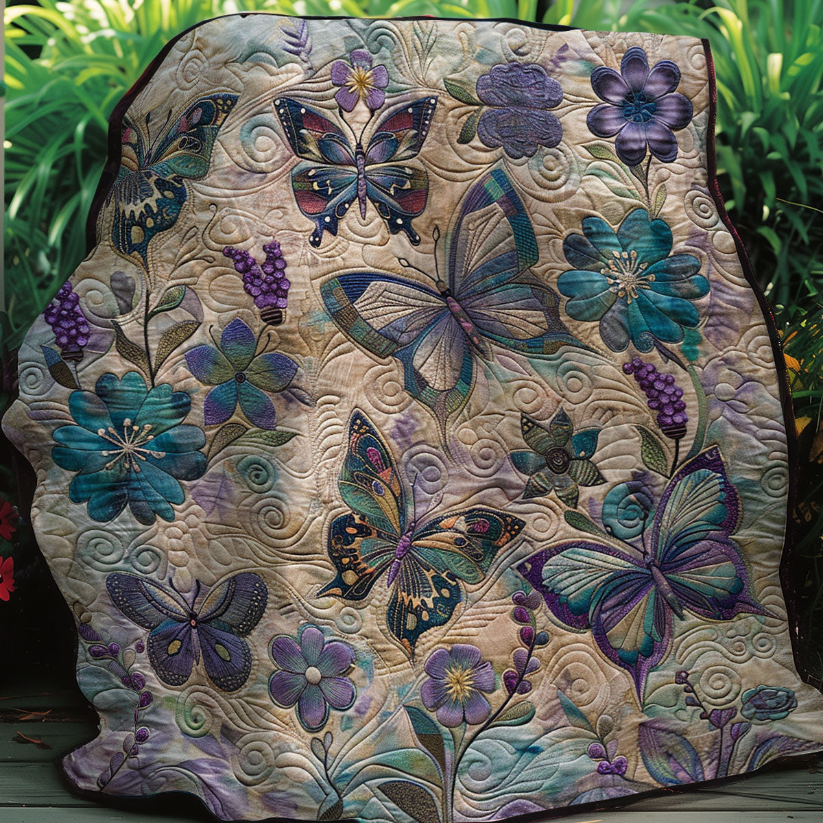 Purple Butterflies XR0207022CL Quilt