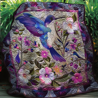 Purple Hummingbird And Flowers XR2007005CL Quilt