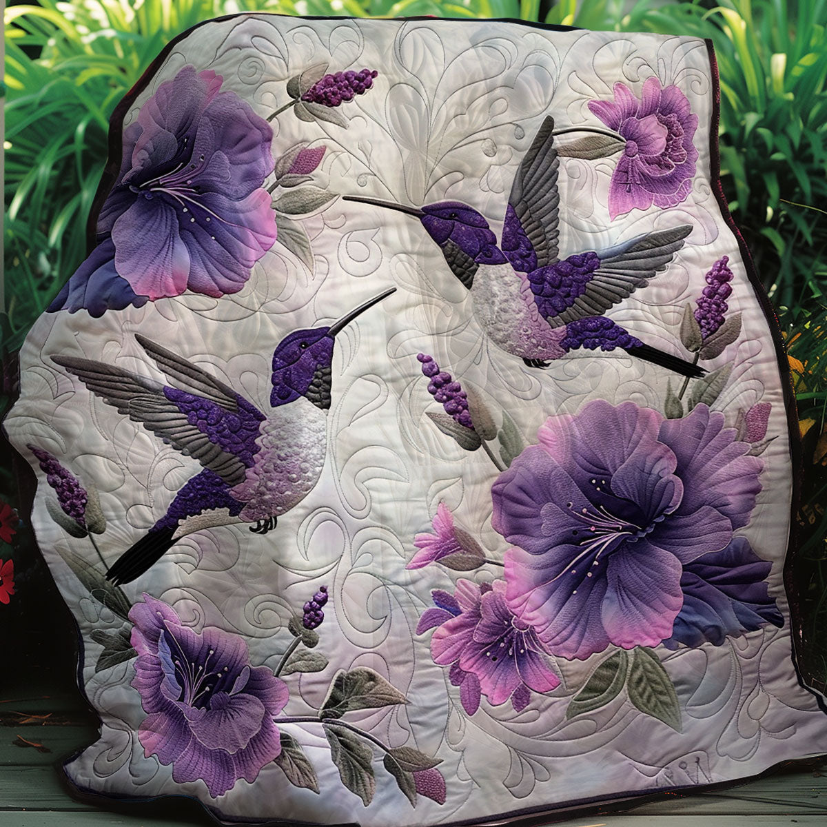 Purple Hummingbirds XR1307011CL Quilt