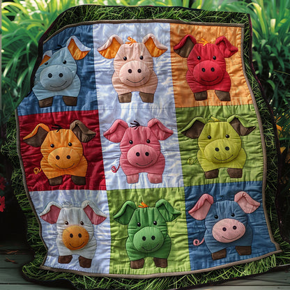 Rainbow Pigs XR2607028CL Quilt