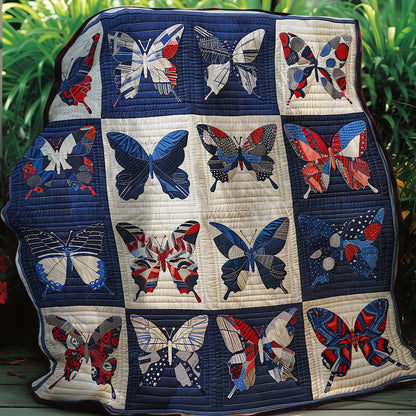 Red An Blue Butterflies XR2607015CL Quilt