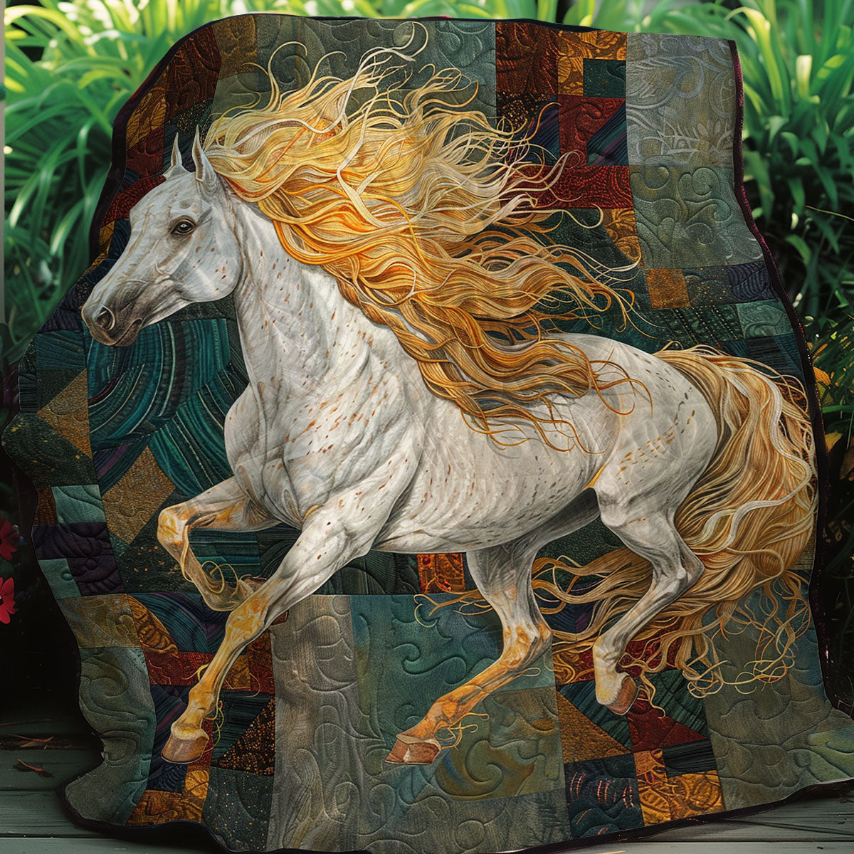 Running White Horse XR0107014CL Quilt