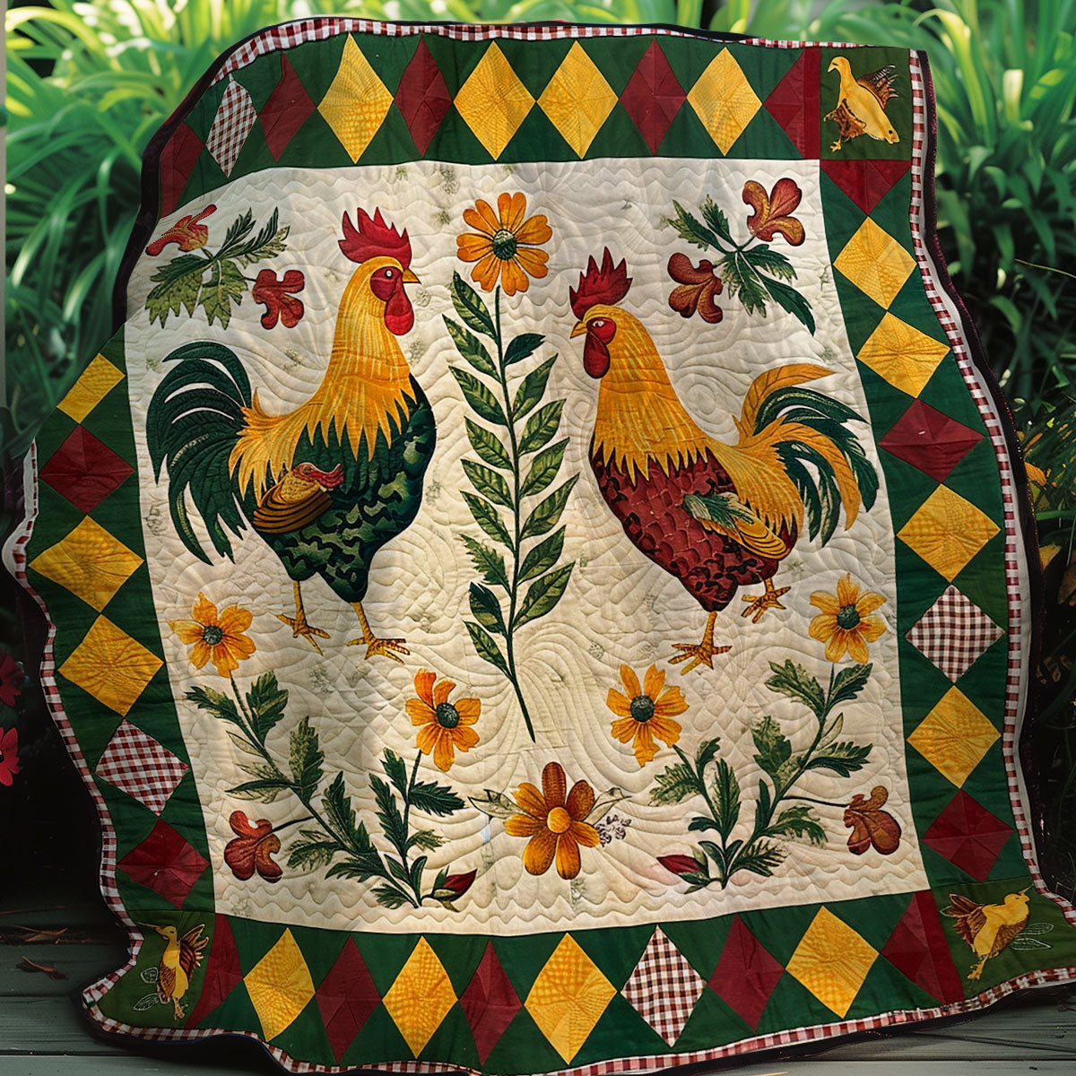 Sunlit Roosters XR2607011CL Quilt