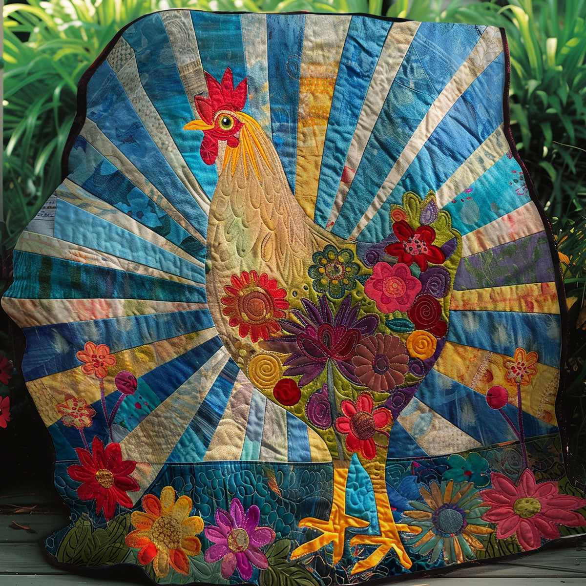 Sunny Garden Chicken XR2407031CL Quilt