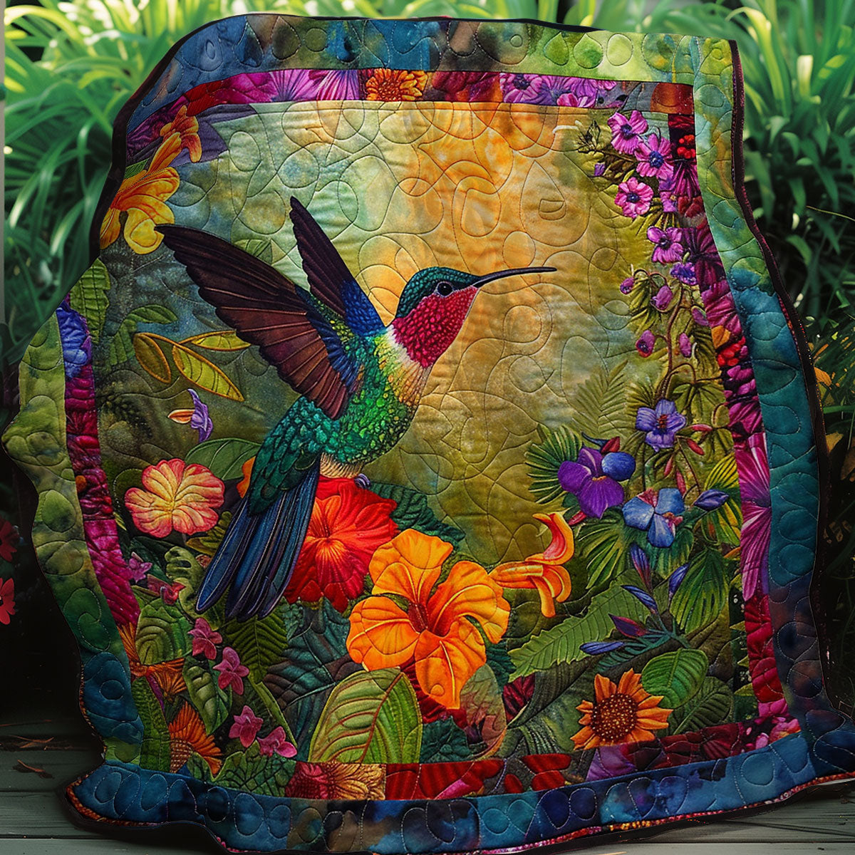 Tropical Jungle Hummingbird XR2407042CL Quilt