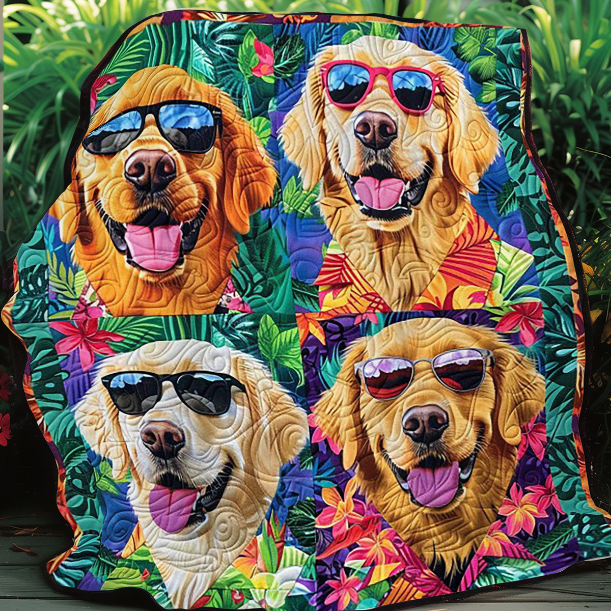 Vacation With Golden Retrievers WO0908005CL Quilt