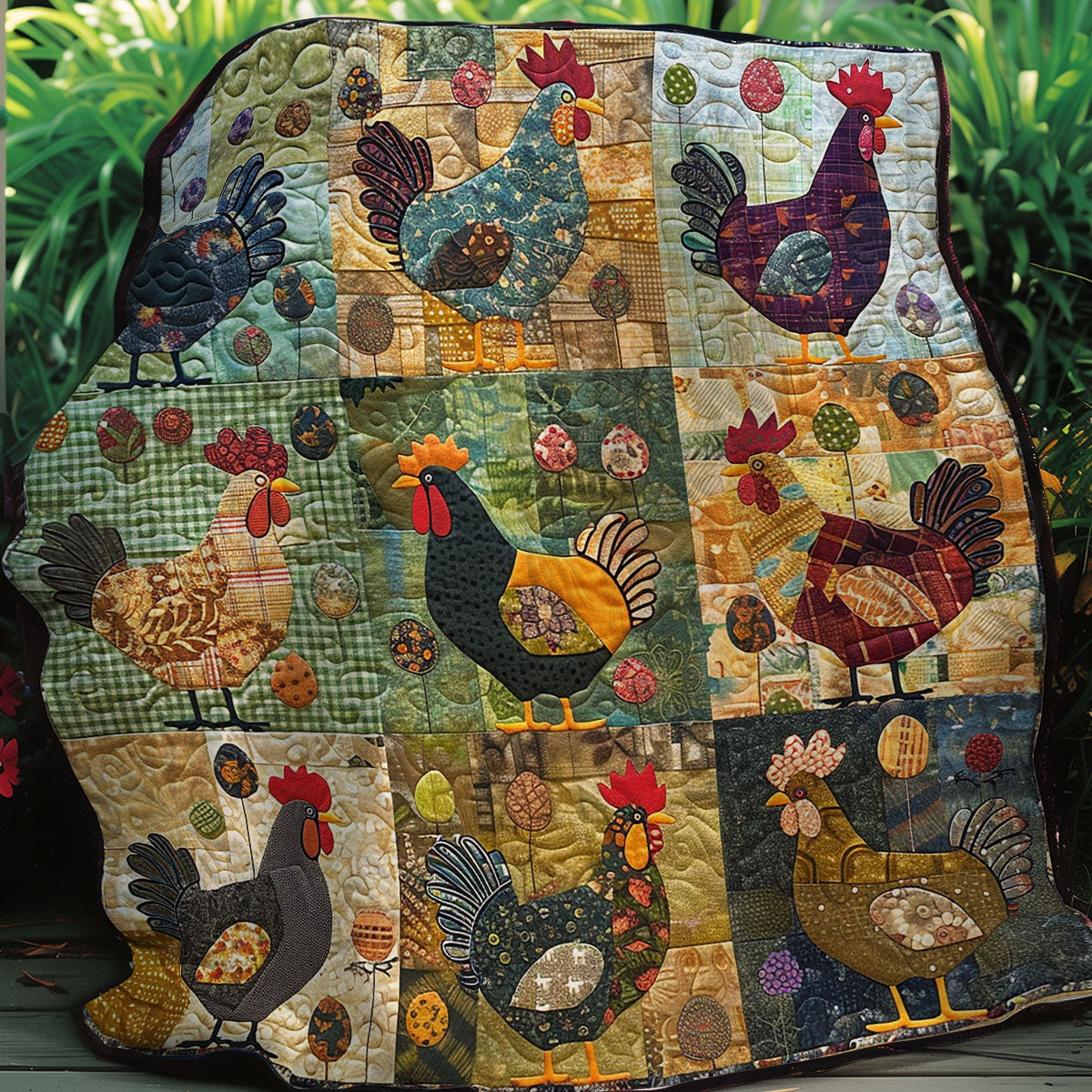 Vintage Chickens XR2507019CL Quilt