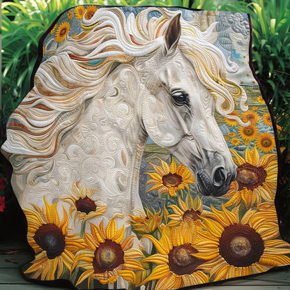 White Horse And Sunflowers WO1008032CL Quilt