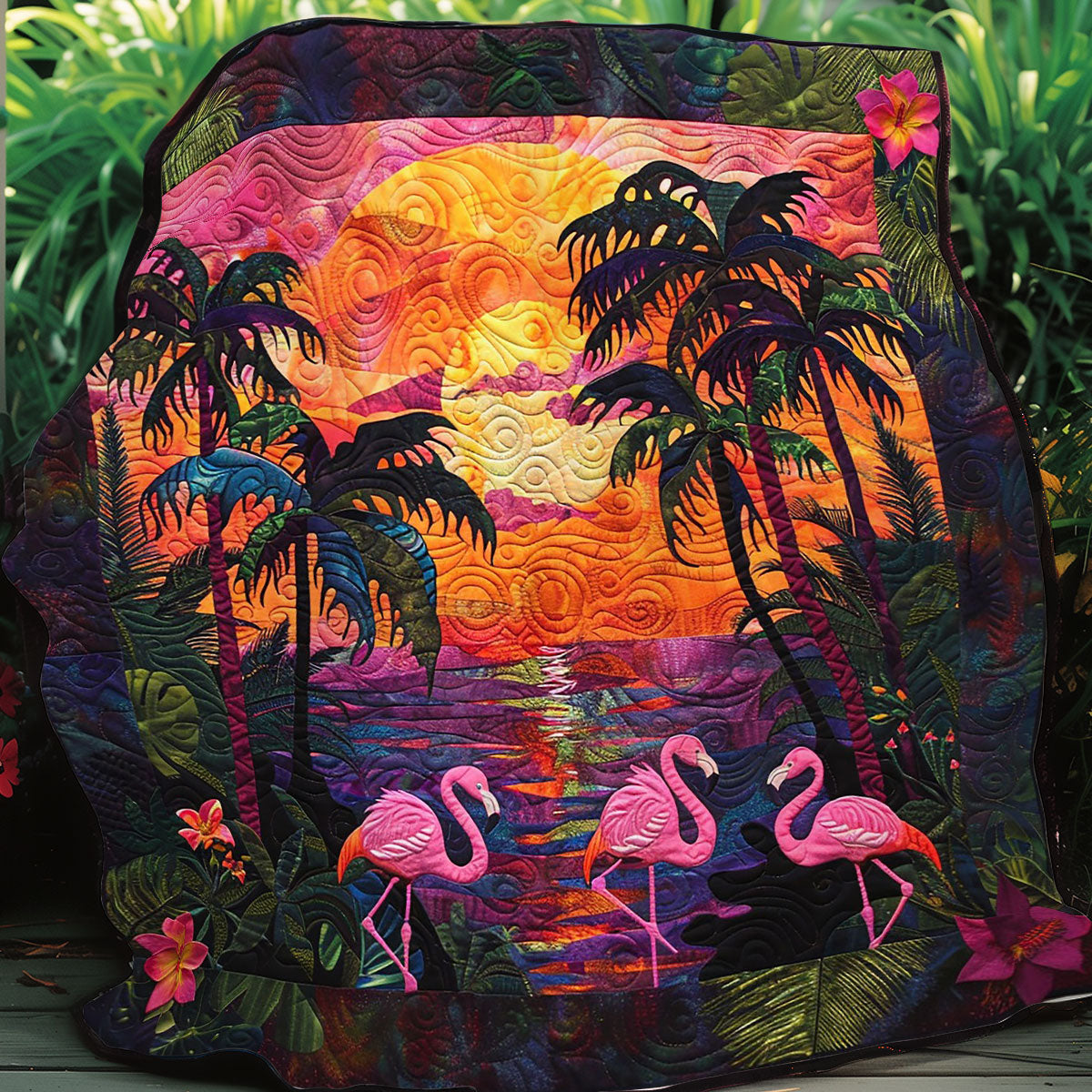 Flamingos And Sunset WO0808004CL Quilt