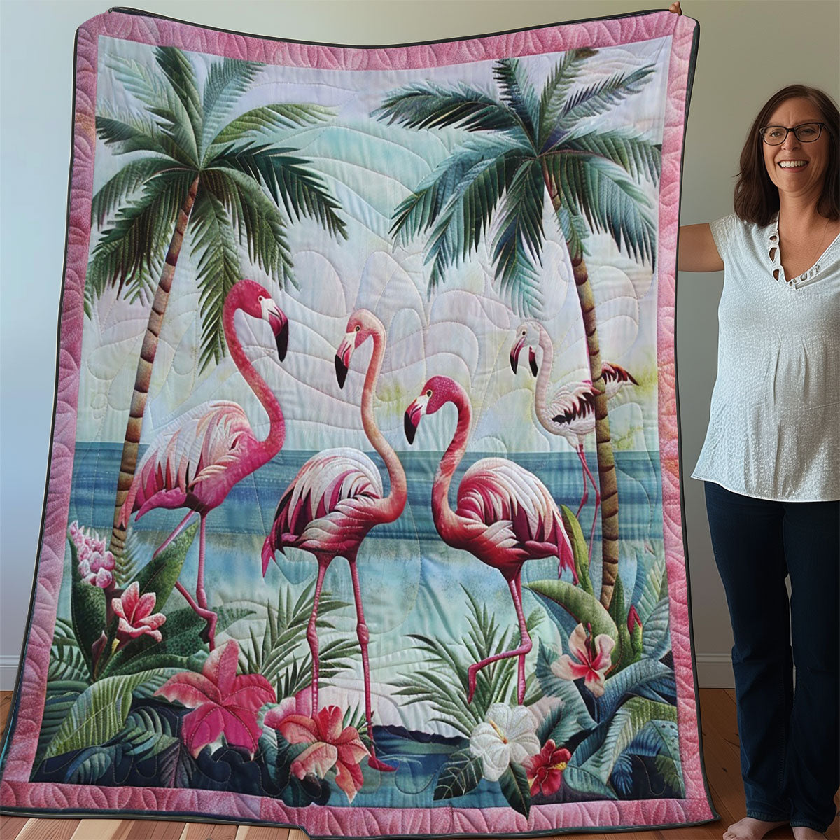 Flamingo Behind A Lake WO3007003CL Quilt