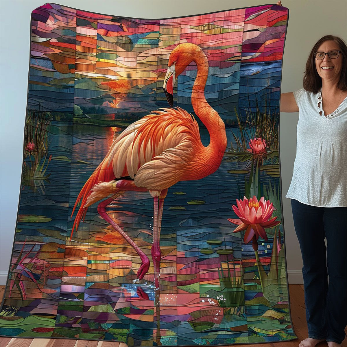 Flamingos Foraging For Food WO3007009CL Quilt