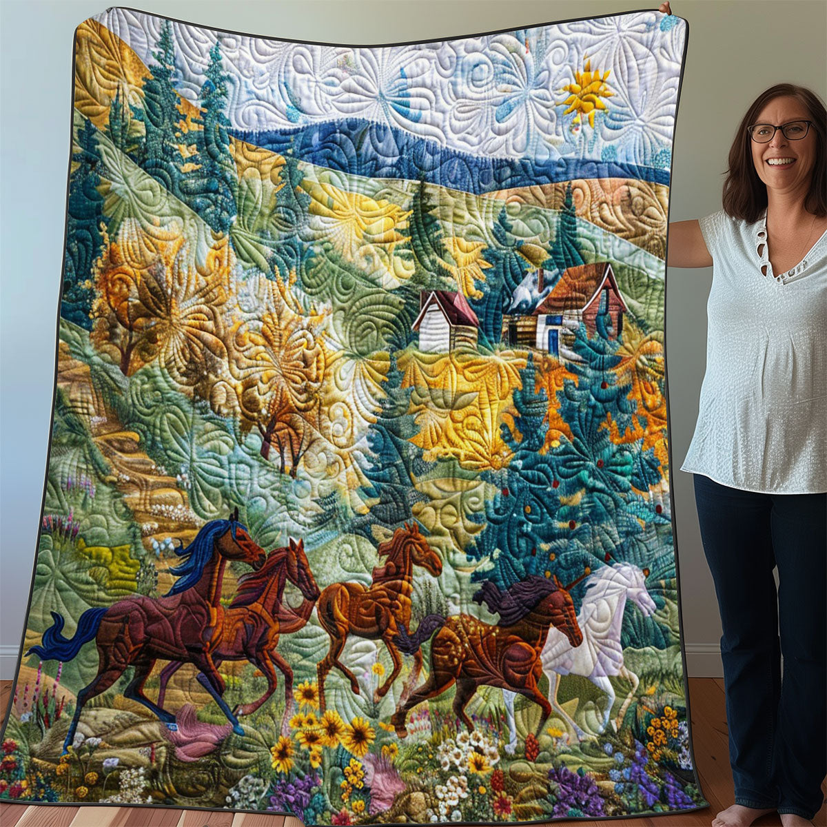 Horse Running WO3007011CL Quilt