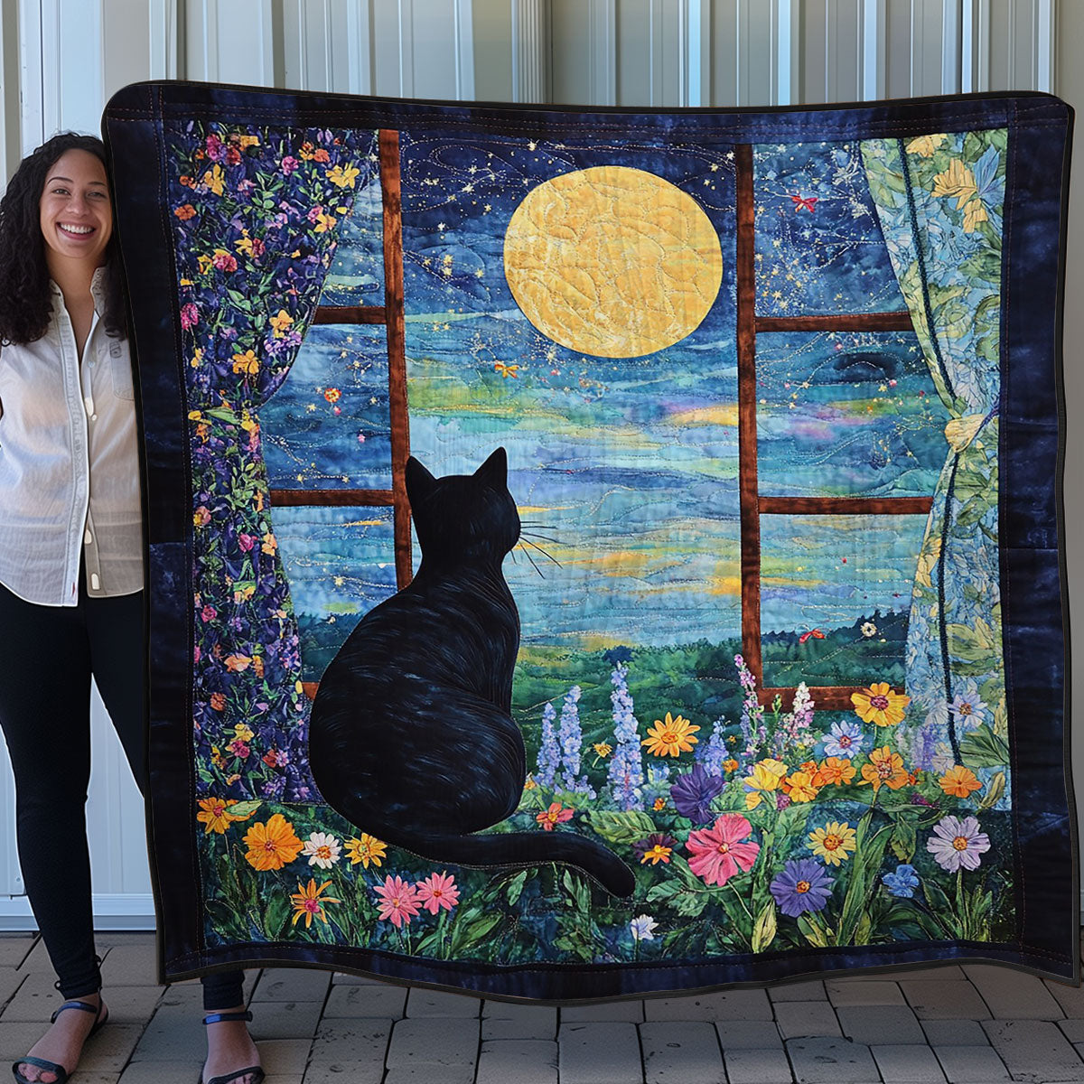 Cat Under The Moonlight WO0508009CL Quilt