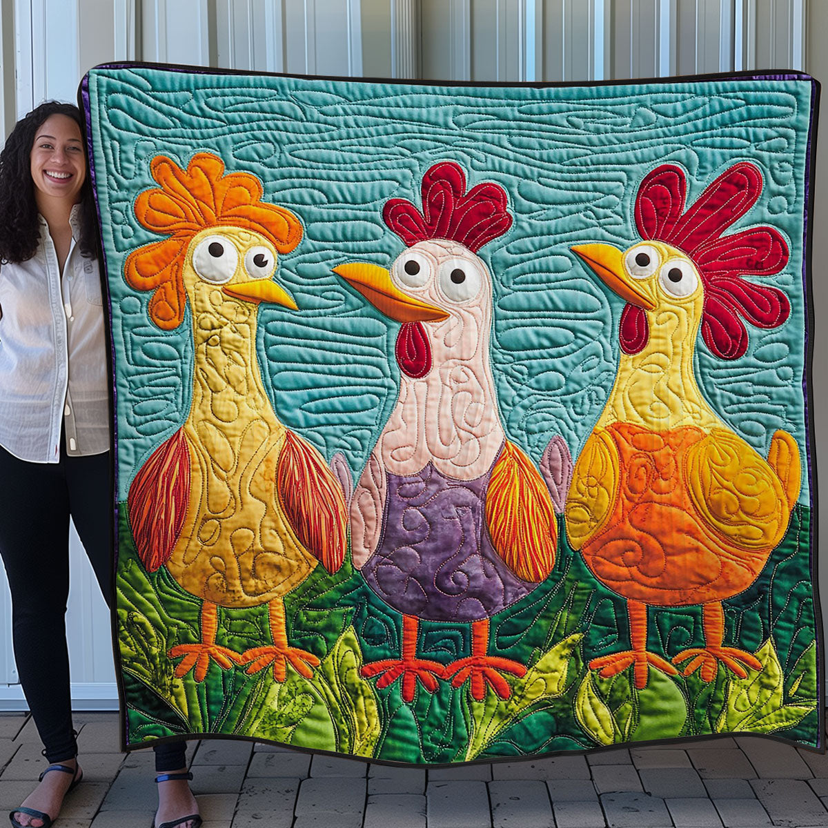 Funny Chicken WO0208007CL Quilt
